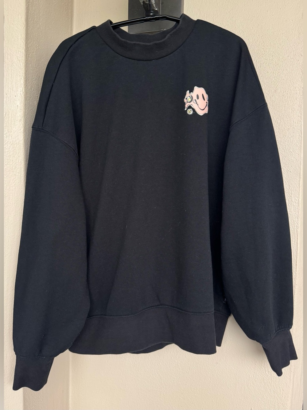 VANS Black Crewneck Sweatshirt Psychedelic Melting Smiley Faces Retro Skater XS